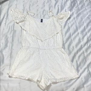 White/ivory laced romper